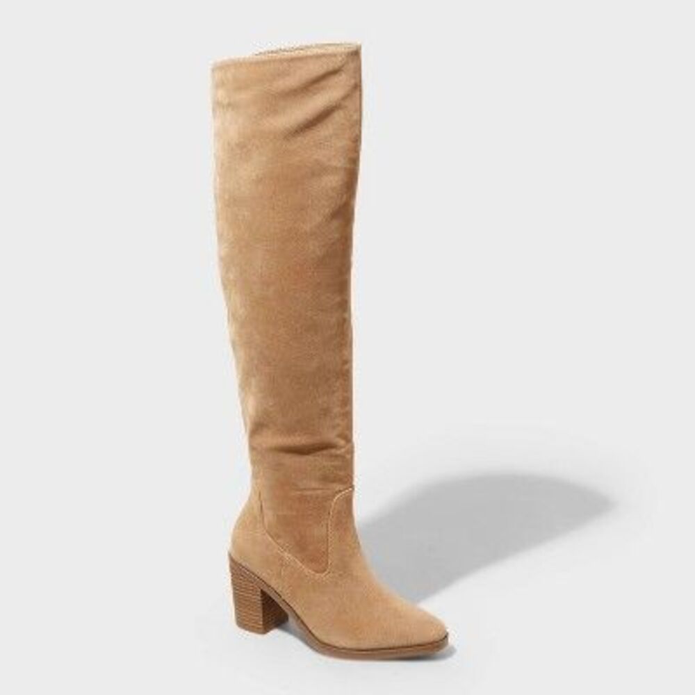 Universal Thread Tan Knee-High Block Heel Suede Boots